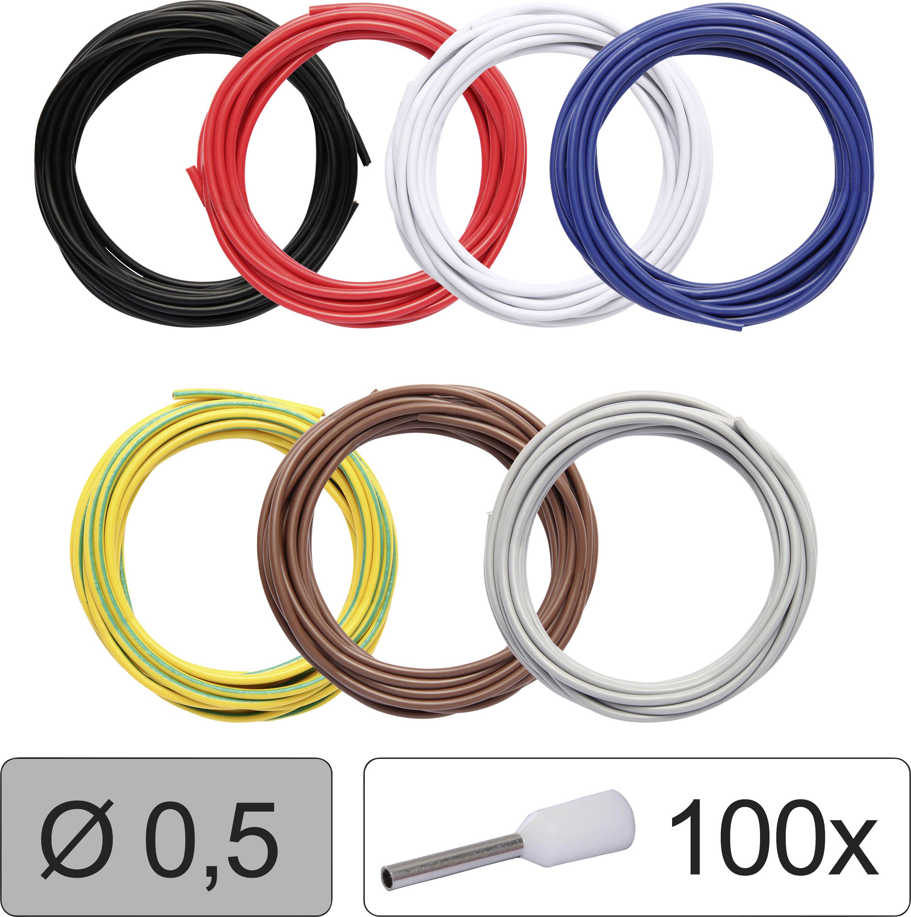 Quadrios 25CW113 Einzelader LiFY 0.5mm² Schwarz, Rot, Weiß, Blau, Gelb-Grün, Braun, Grau 1 Set