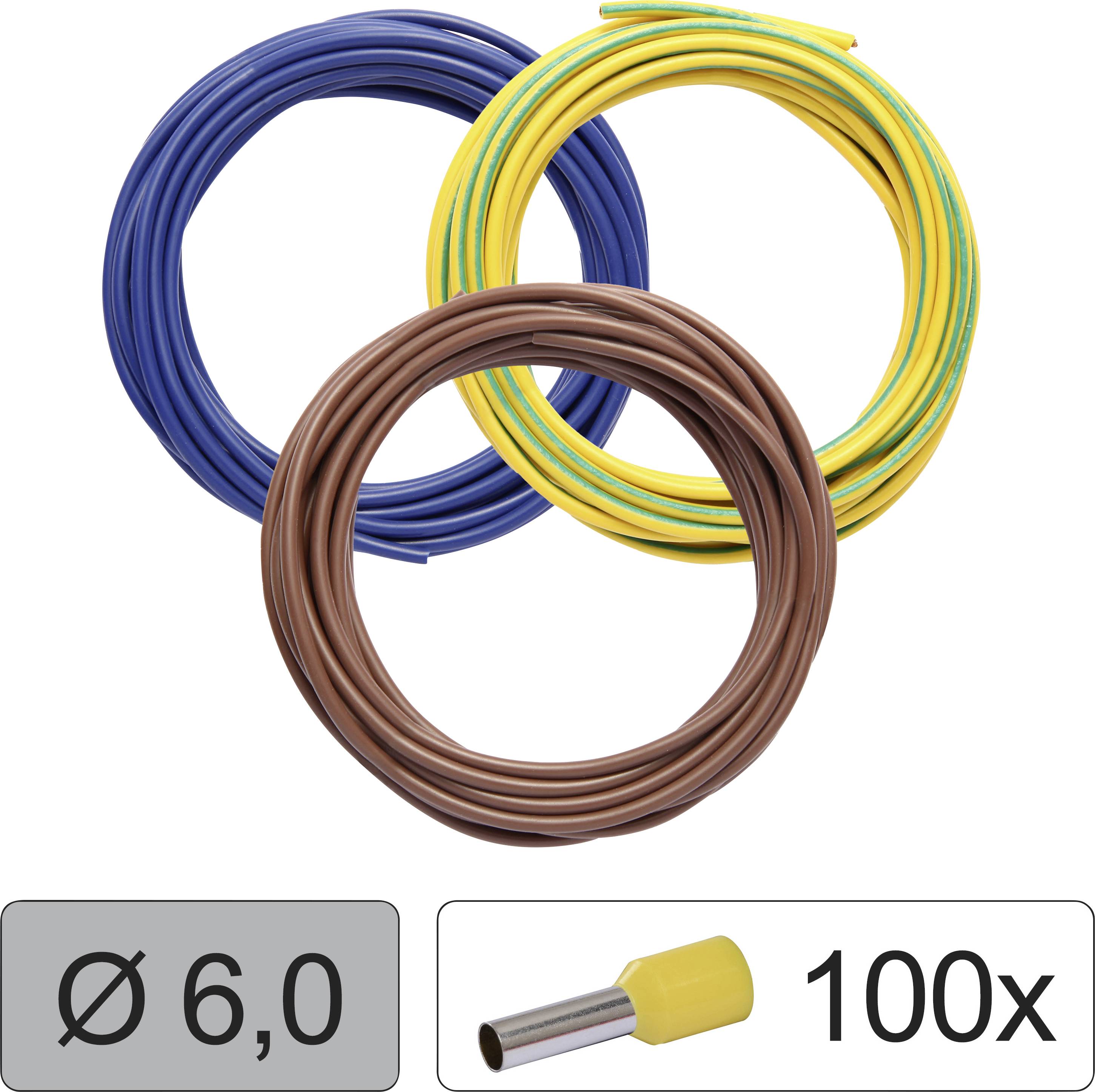 Quadrios 25CW126 Einzelader LiFY 6.0mm² Blau, Braun, Gelb-Grün 1 Set