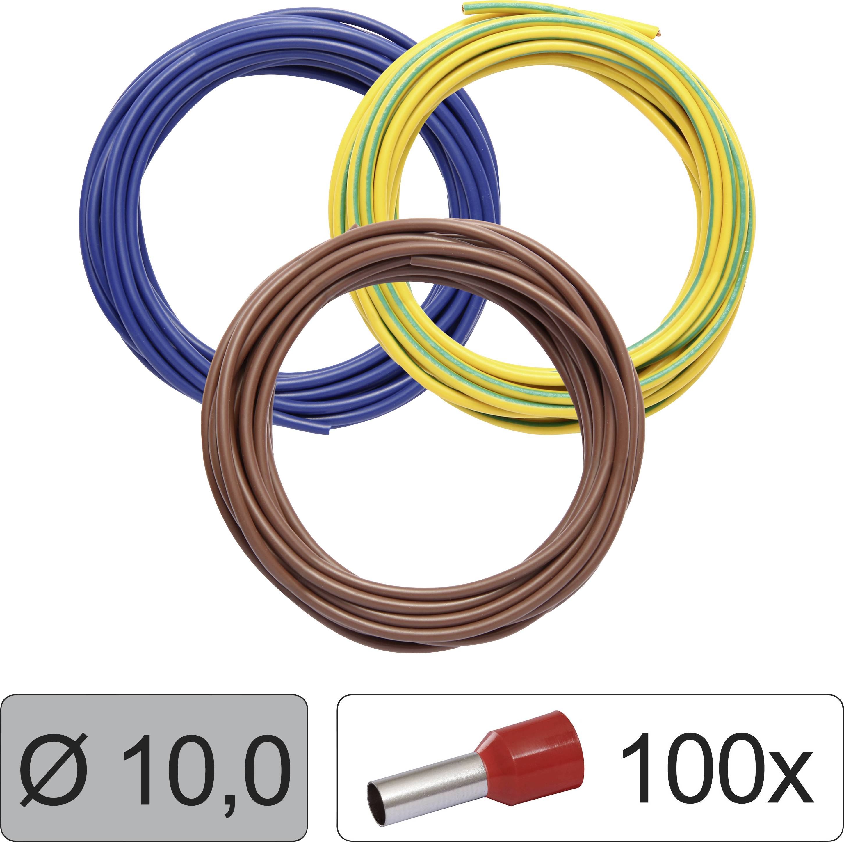 Quadrios 25CW127 Einzelader LiFY 10mm² Blau, Braun, Gelb-Grün 1 Set