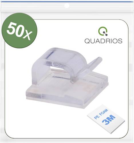 Quadrios 25CA475 Clip de câble autocollant 25CA475 Plage de Ø du faisceau 1 à 7 mm transparent 50 pc(s)