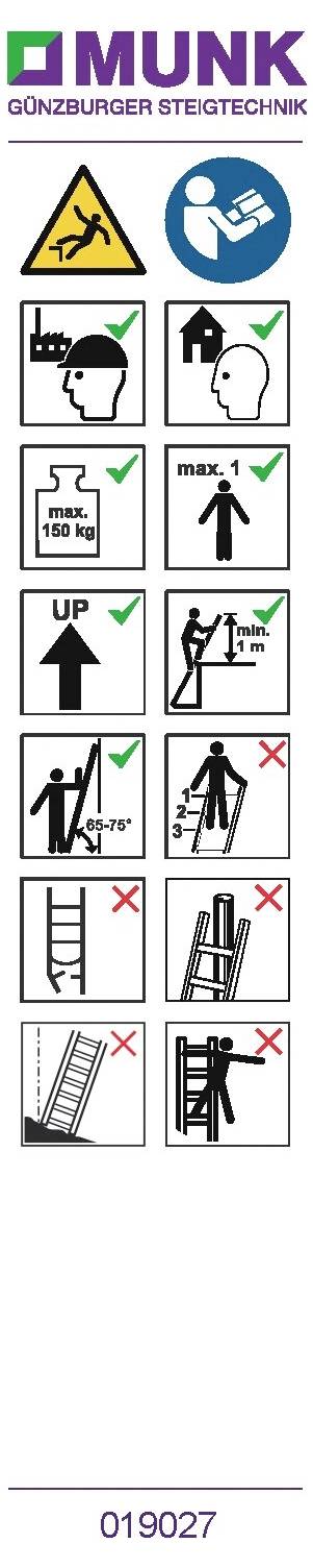 MUNK Günzburger Steigtechnik 019156 Hinweis-Aufkleber 20St.