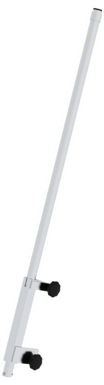 Ein weißes, längliches Gerät mit zwei schwarzen Drehknöpfen zur Befestigung.