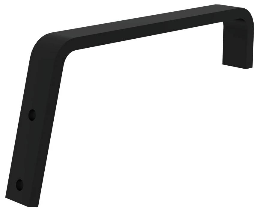 Schwarzer Türgriff in schlichtem, eckigem Design mit zwei Befestigungslöchern an jeder Seite.