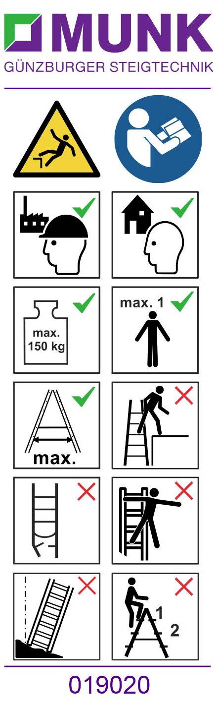 MUNK Günzburger Steigtechnik 019336 Hinweis-Aufkleber 20St.