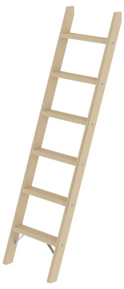 Eine Holzleiter mit sieben Sprossen.