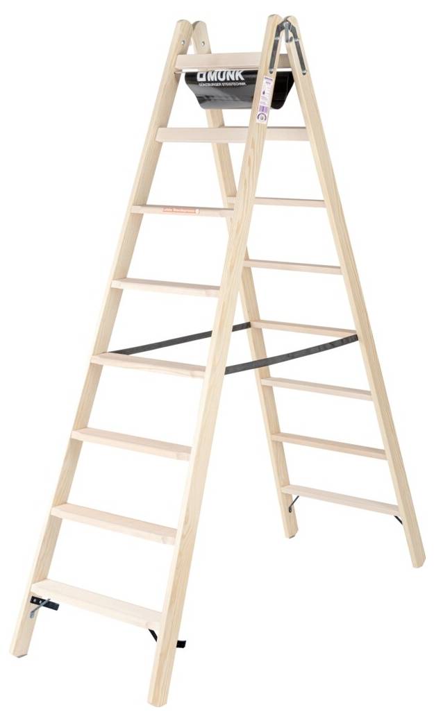 MUNK Günzburger Steigtechnik 033816 Holz Stufen-Stehleiter