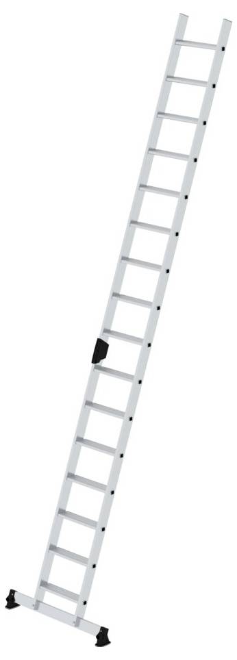 Eine lange weiße Leiter, die aufrecht steht, mit mehreren Sprossen zum Erreichen höherer Punkte. Perfekt für Haushaltsarbeiten geeignet.