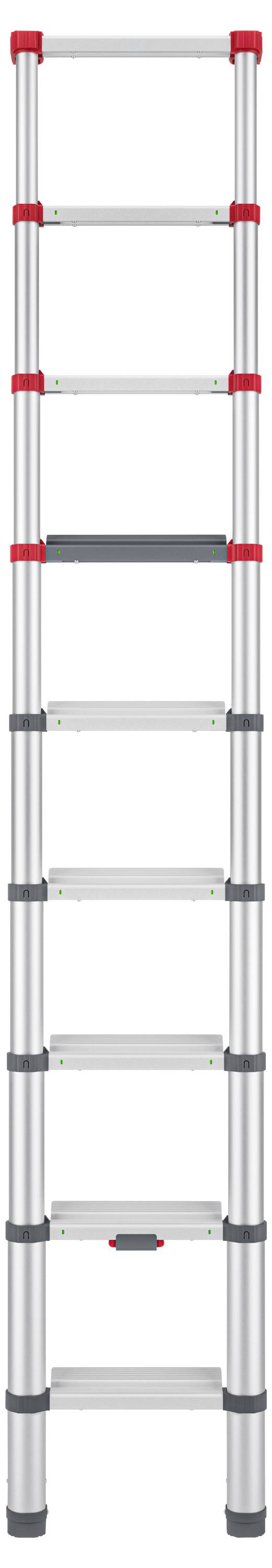 Metall-Teleskopleiter mit mehreren Stufen aus Aluminium, zusammenklappbar für einfache Lagerung und Transport, geeignet für Haushalt.