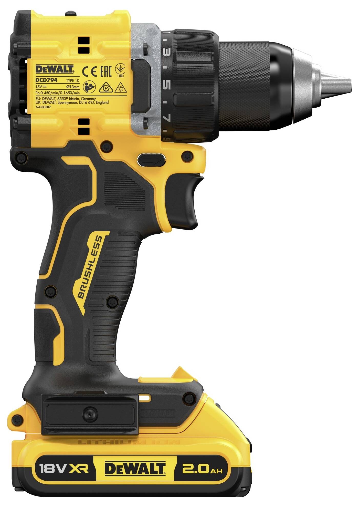 DEWALT DCD794D2T-QW DCD794D2T-QW Akku-Bohrschrauber 18 V 2 Ah Li-Ion inkl. 2. Akku, inkl. Ladegerät, inkl. Koffer
