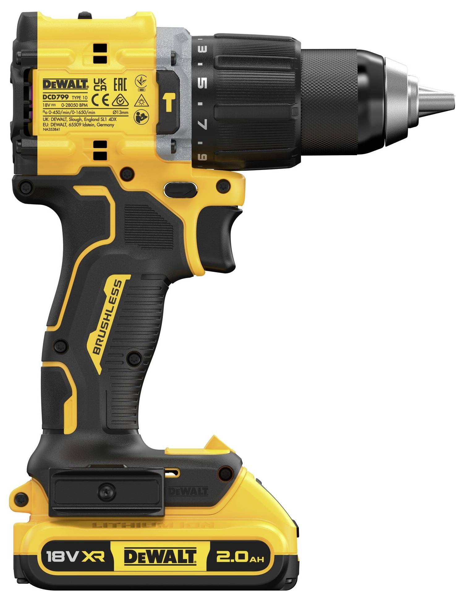 DEWALT DCD799D2T-QW 2-Gang-Akku-Schlagbohrschrauber inkl. 2. Akku, inkl. Ladegerät, inkl. Koffer