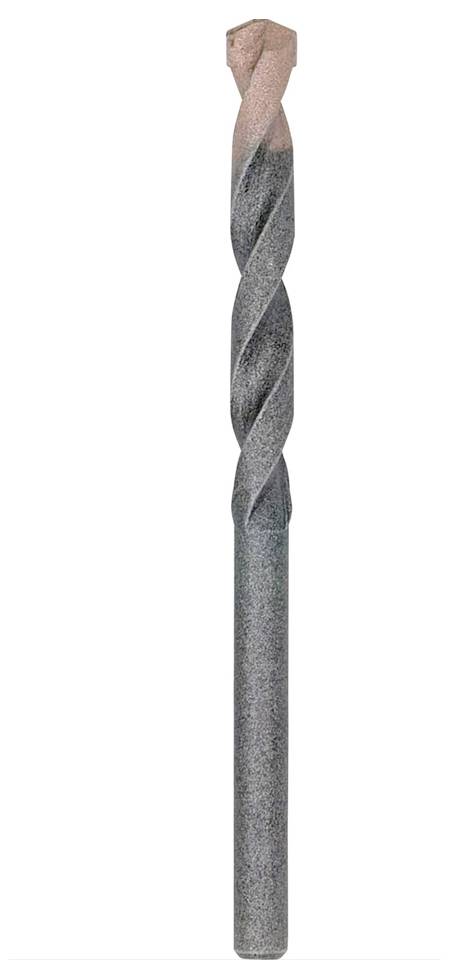 Ein grauer Bohrer mit schraubenförmigen Rillen, geeignet zum Bohren in Metall oder Stein.