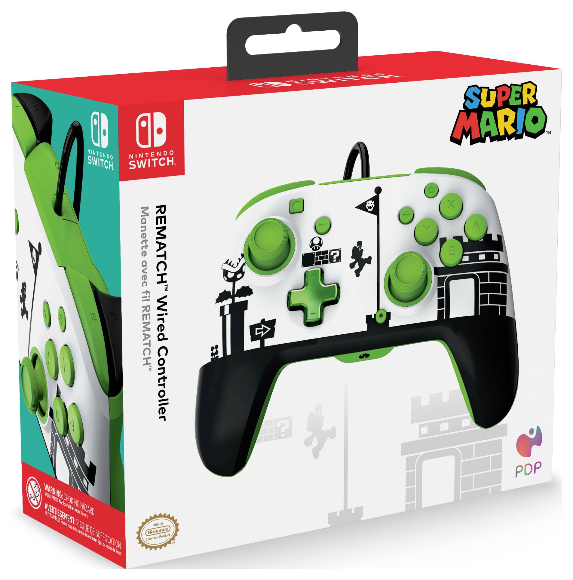 Nintendo PDP Switch Controller Retro Mar Gamepad Switch, Switch OLED Schwarz, Grün, Weiß