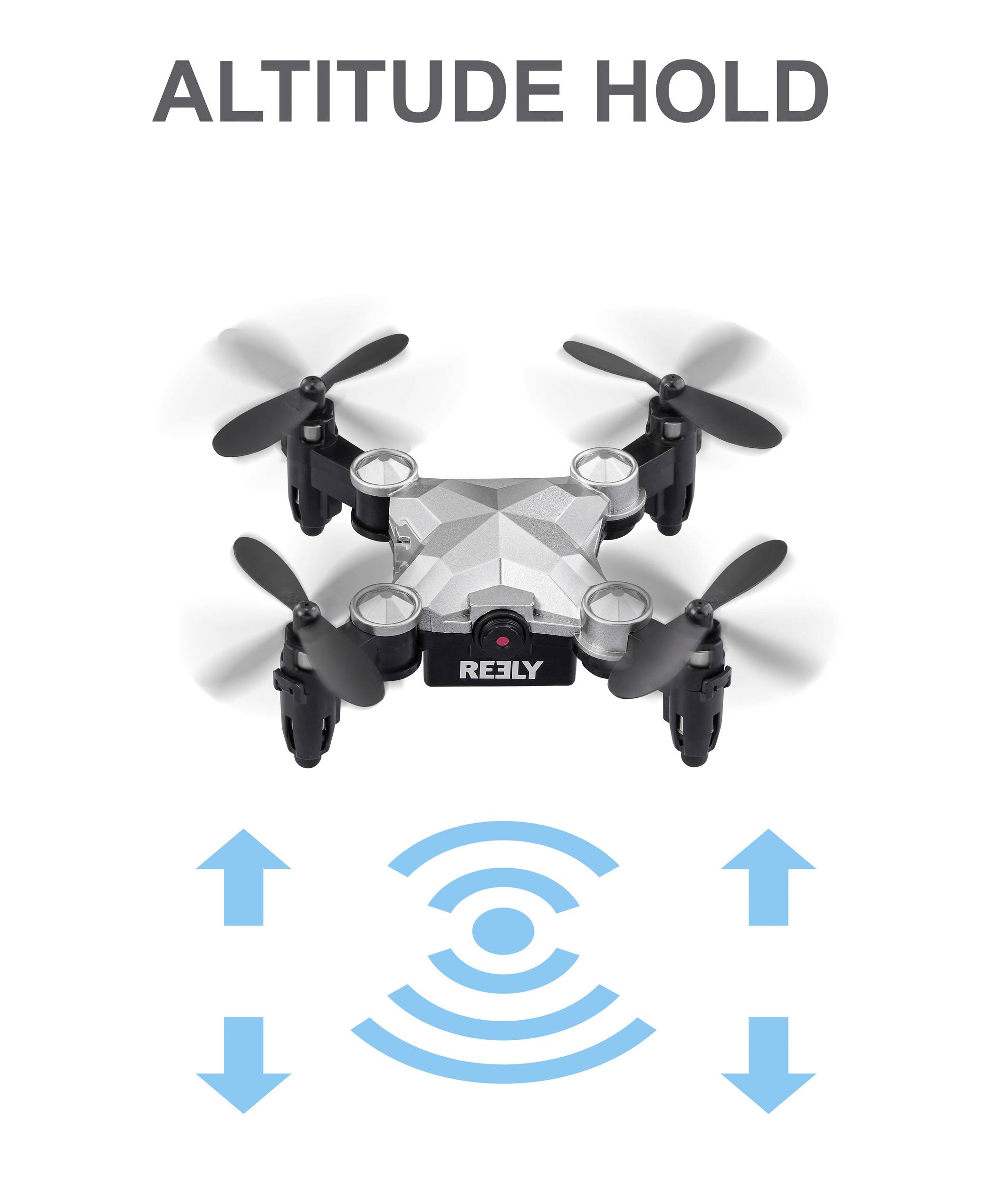Reely Suitcase mini drone Quadrocopter RtF Einsteiger, Kameraflug Silber-Schwarz