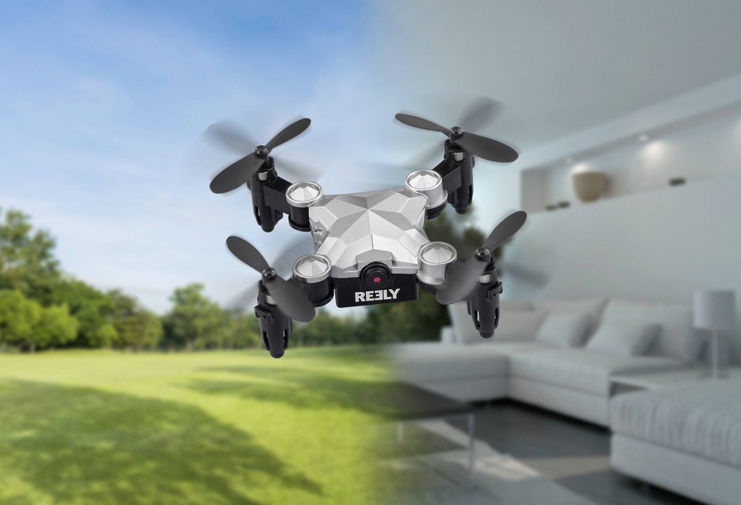 Reely Suitcase mini drone Quadrocopter RtF Einsteiger, Kameraflug Silber-Schwarz