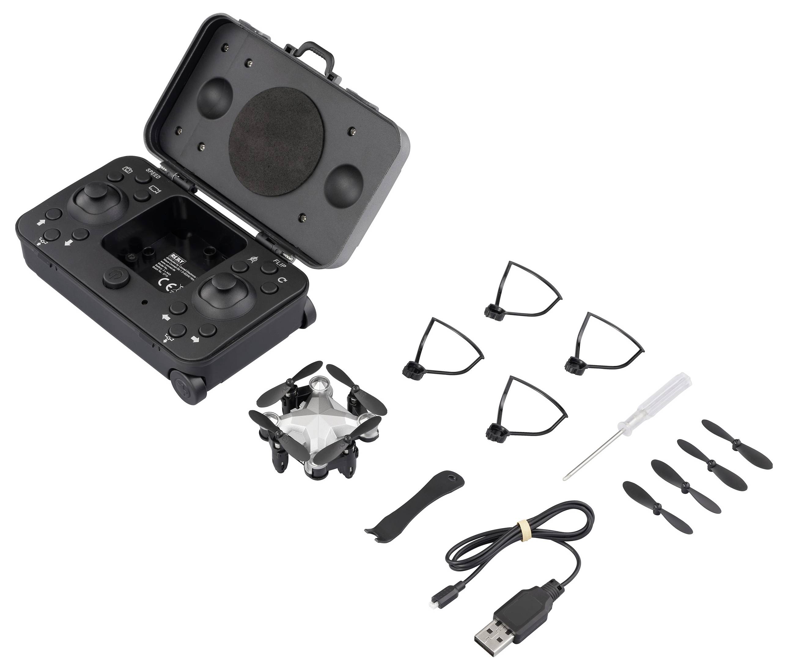 Reely Suitcase mini drone Quadrocopter RtF Einsteiger, Kameraflug Silber-Schwarz