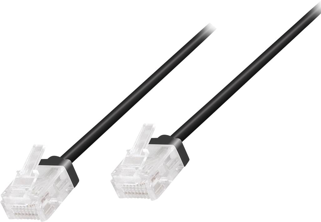 Zwei schwarze Ethernet-Kabel mit transparenten Steckern, die für Netzwerkverbindungen verwendet werden.