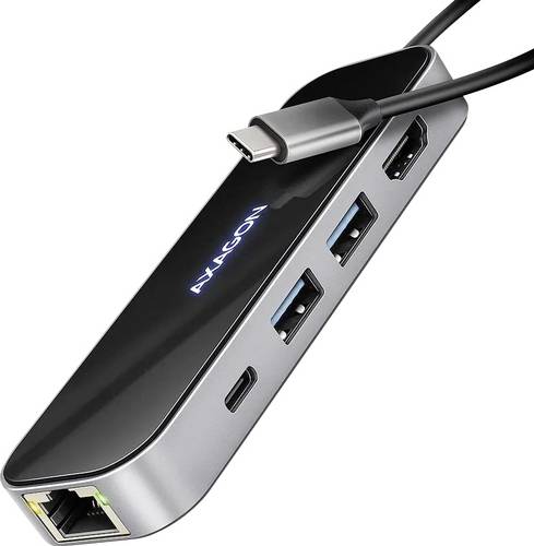 AXAGON HMC-6GLN USB-Hub, 2x USB-A, 1x USB-C, 1x HDMI 2.0, 1x RJ45, 100 W PD – USB-Kombi-Hub