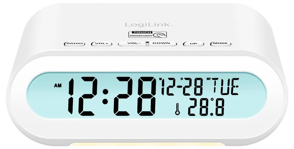 LogiLink SC0121W Radiowecker FM USB Fühlbare Tasten, Weckfunktion Weiß