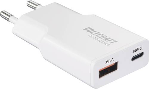 VOLTCRAFT UC-1C1A25W01 USB Ladegerät 25 W 1x USB-A, 1x USB-C® Fast Charge, USB PD 3.0 Weiß GaN