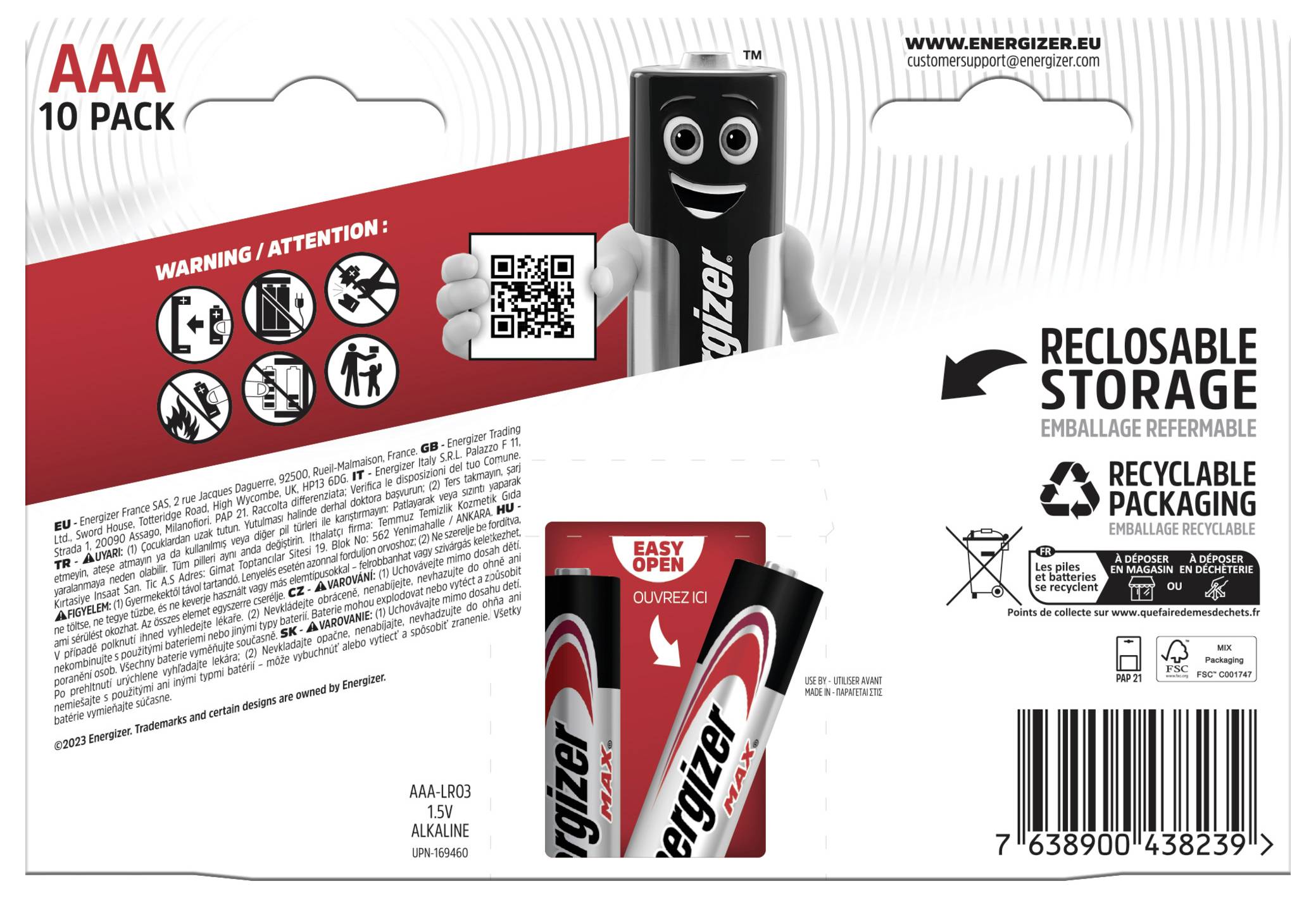 Energizer Max Micro (AAA)-Batterie Alkali-Mangan 1.5V 10St.