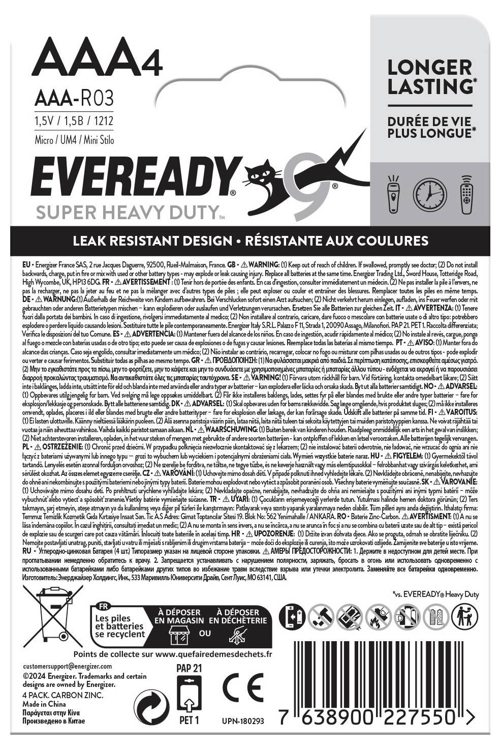 Eveready SHD Micro (AAA)-Batterie Zink-Kohle 1.5V 4St.