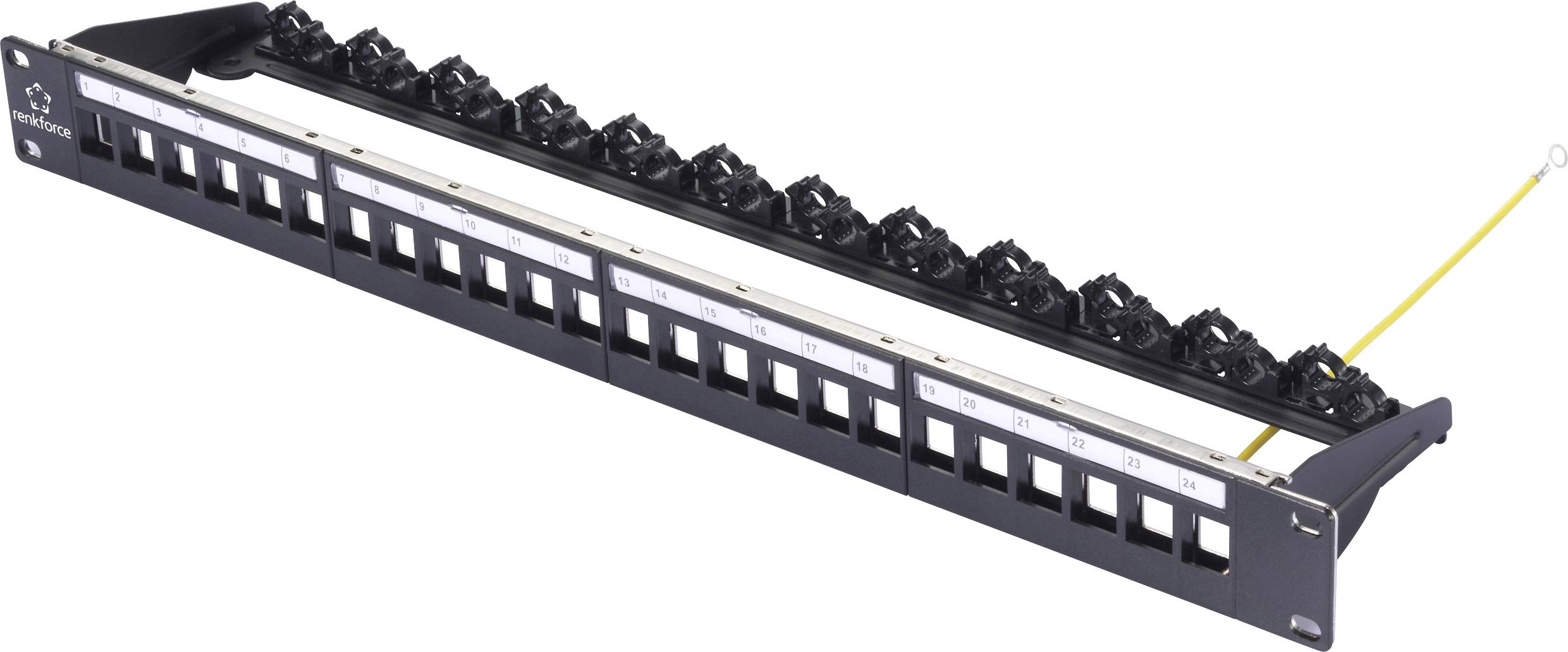 Renkforce 24 Port Netzwerk-Patchpanel 483 mm (19") 1 HE Schwarz Unbestückt