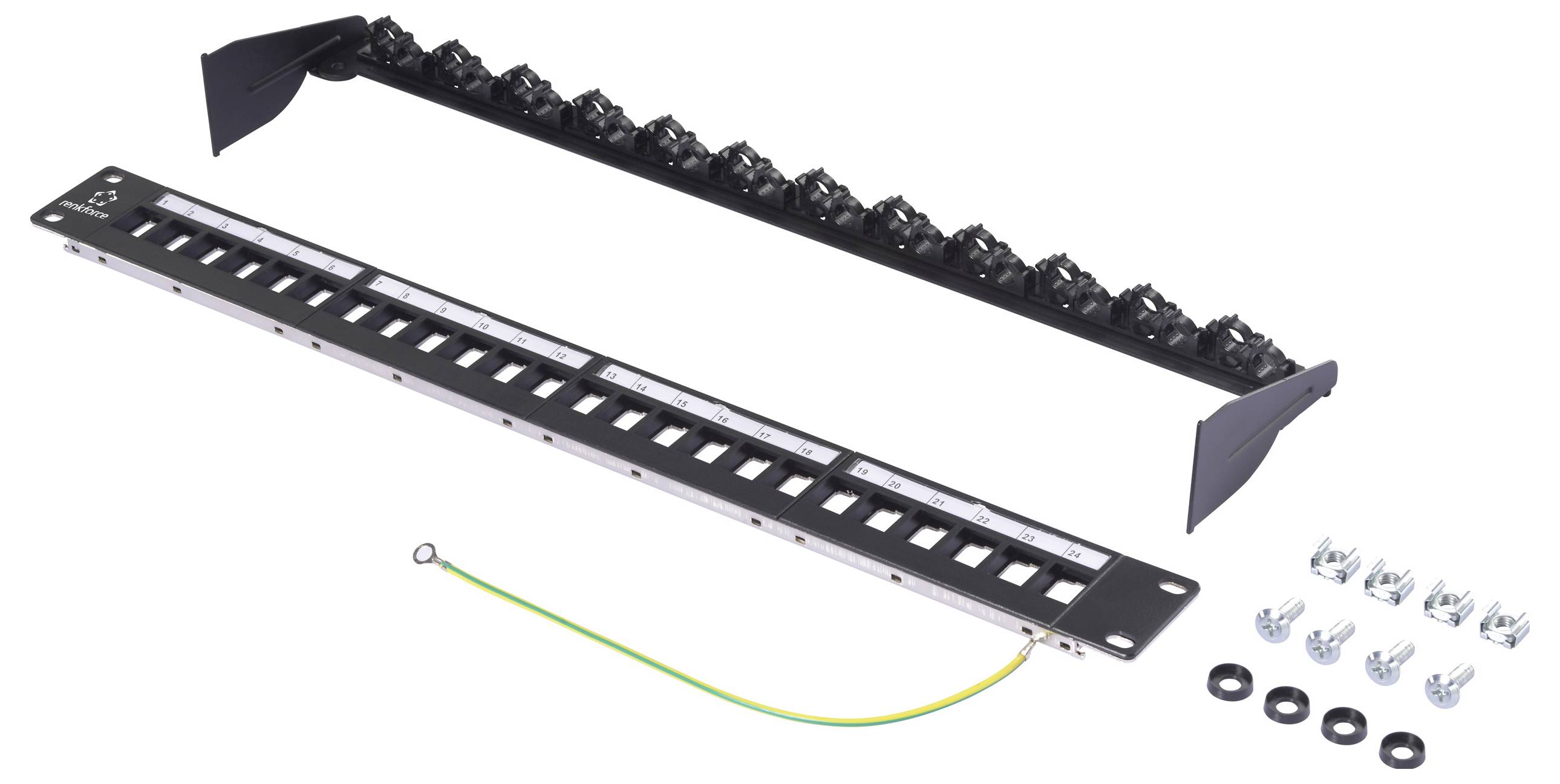 Renkforce 24 Port Netzwerk-Patchpanel 483mm (19") 1 HE Schwarz Unbestückt