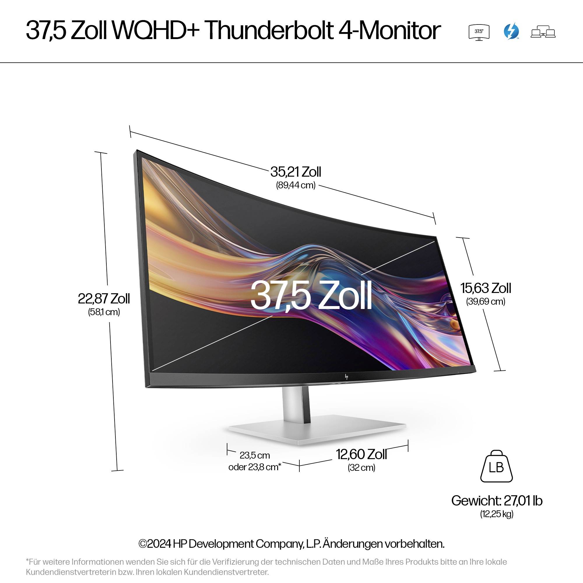 HP 738pu Series 7 Pro LCD-Monitor EEK G (A - G) 95.3cm (37.5 Zoll) 3840 x 1600 Pixel 21:9 5 ms DisplayPort, HDMI® IPS LCD