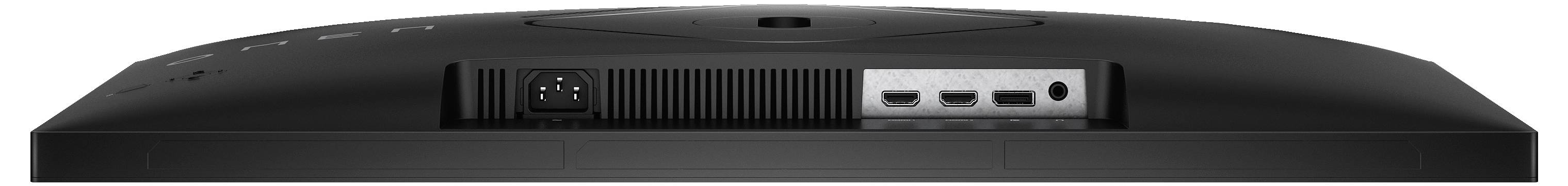 Rückseite eines Monitors mit verschiedenen Anschlüssen: HDMI, DisplayPort und USB.
