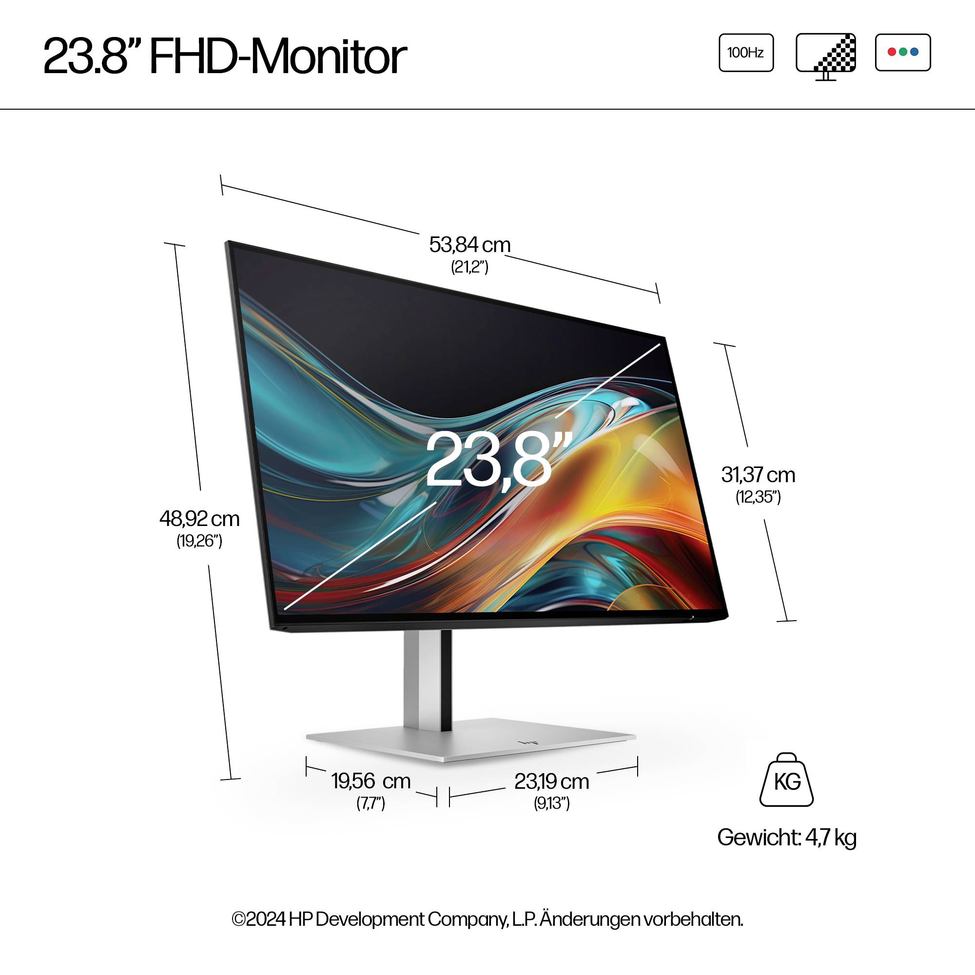HP 724pf Series 7 Pro LCD-Monitor EEK E (A - G) 60.5cm (23.8 Zoll) 1920 x 1080 Pixel 16:9 5 ms DisplayPort, HDMI®