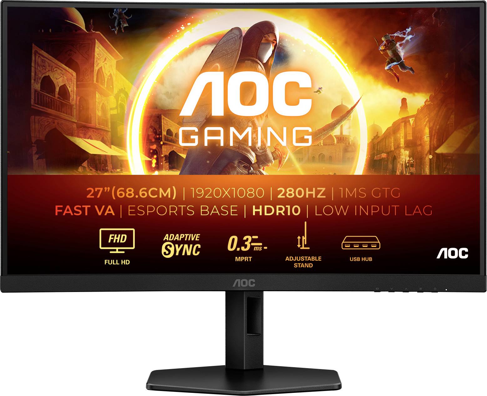 AOC C27G4ZXU Gaming Monitor EEK E (A - G) 68.6cm (27 Zoll) 1920 x 1080 Pixel 16:9 0.3 ms DisplayPort, HDMI® VA LED