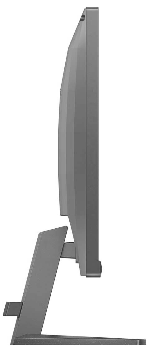 Ein Flachbildschirm in Seitenansicht zeigt das schlanke Design eines modernen Monitors auf einem Standfuß.