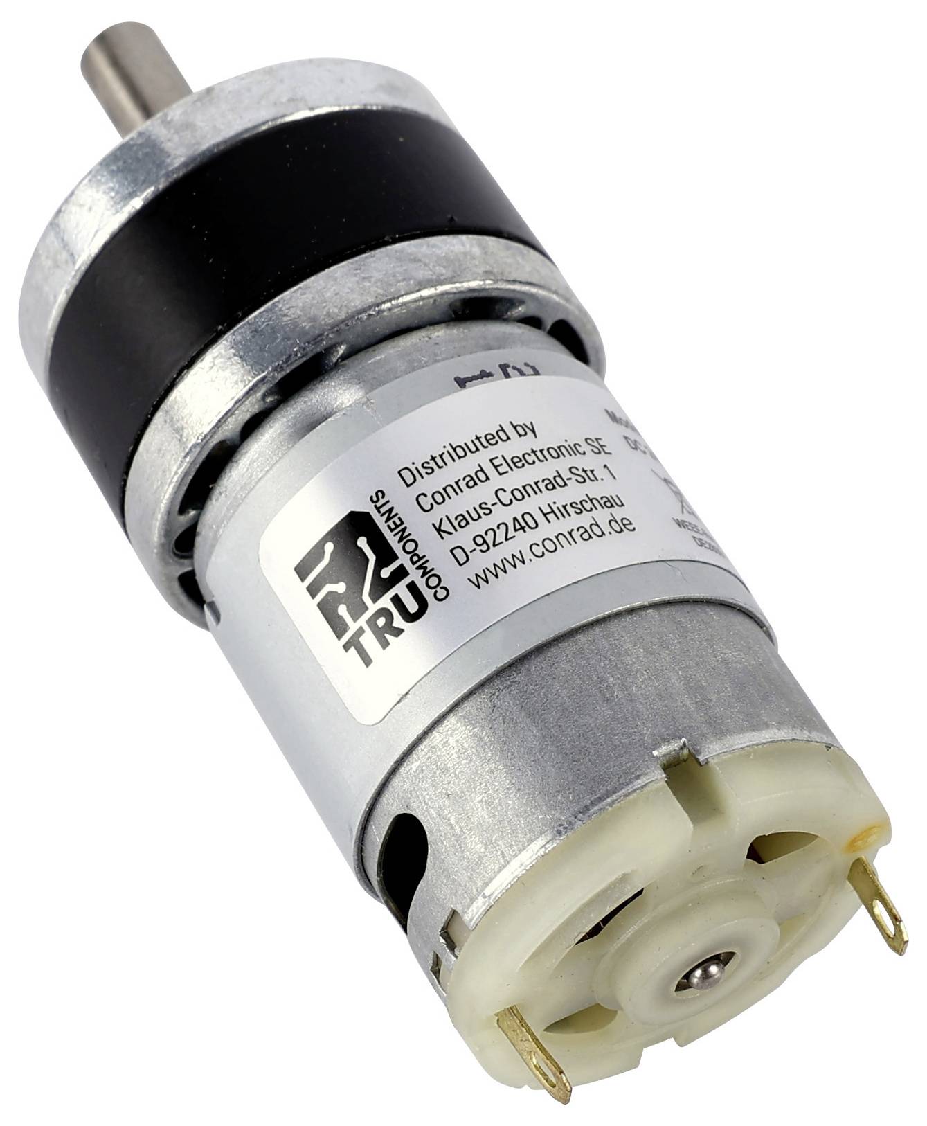 Ein kleiner Elektromotor mit der Beschriftung 