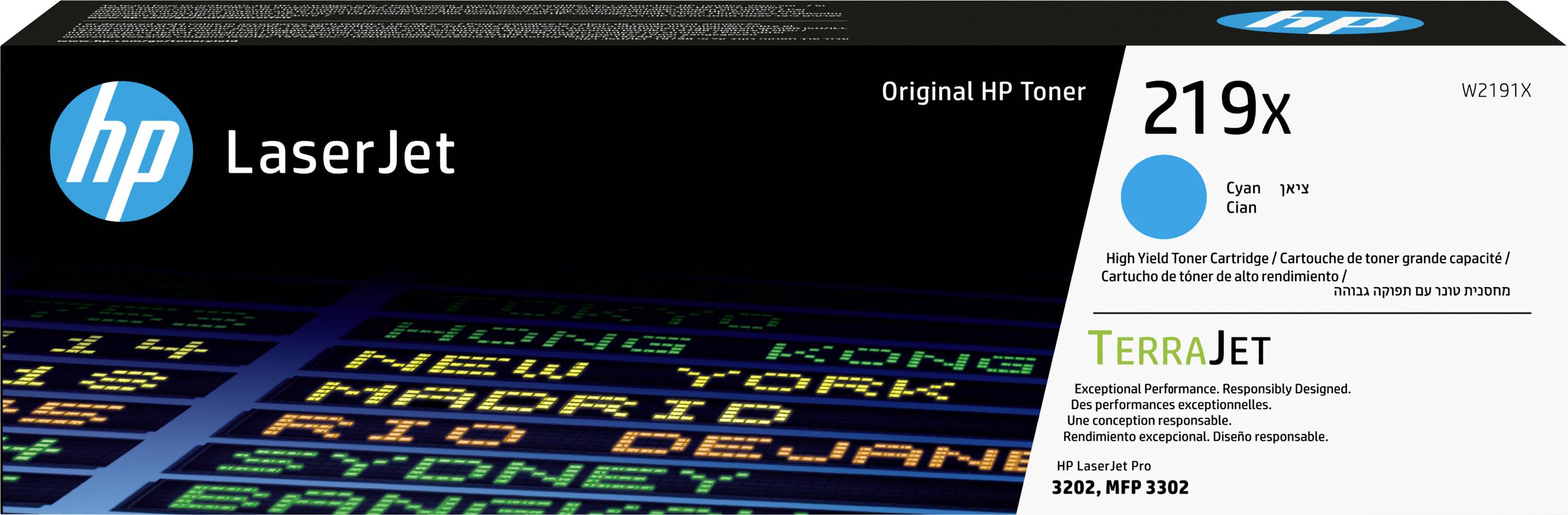 HP LaserJet 219X Tonerkassette mit TerraJet-Technologie und Cyan-Tinte. Kompatibel mit HP-Druckern MFP 3202, 3302.