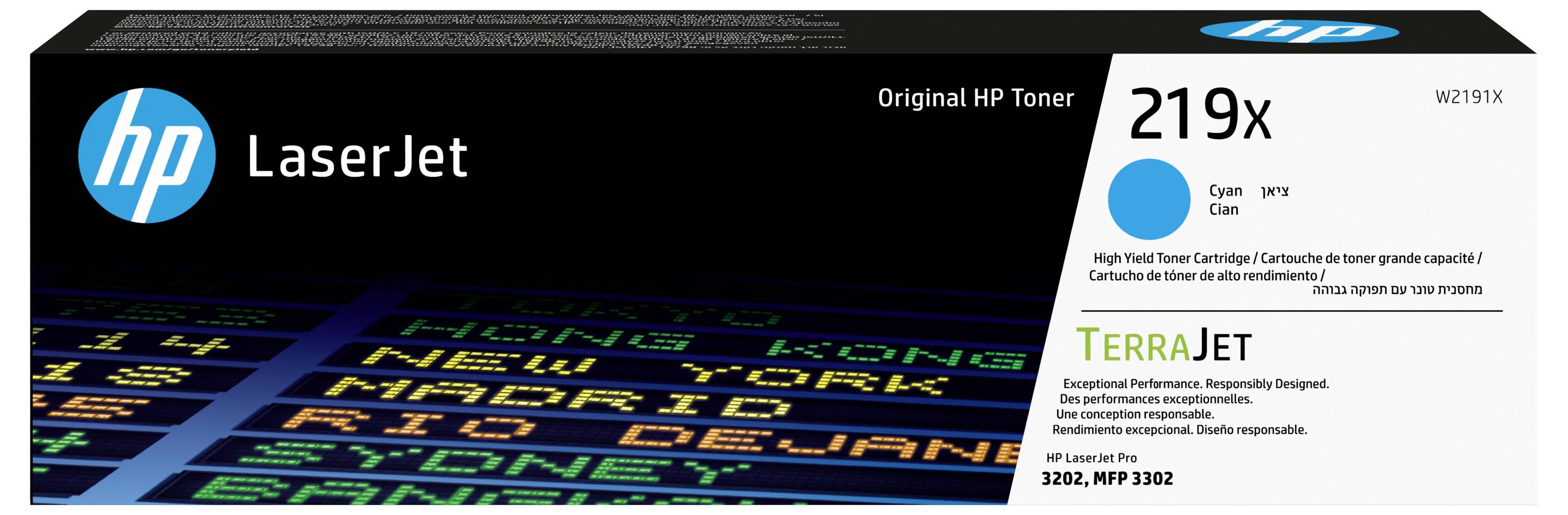 HP LaserJet Original HP Tonerkassette Verpackung mit Bezeichnung 219X, Cyan, für TerraJet Drucker und MFP 3302/3202 Serie.