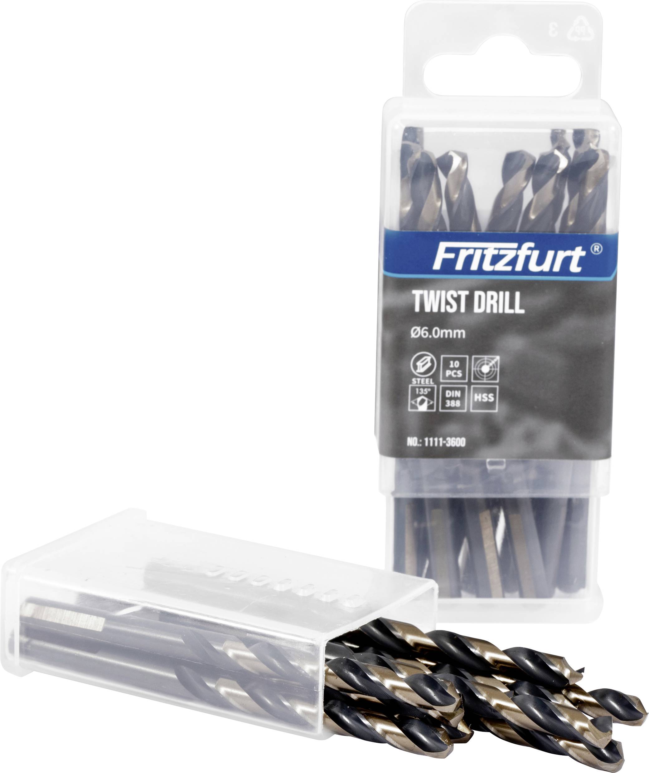 Fritzfurt Twist-Bohrer-Set, 6,0mm; verpackte Bohrer mit 10 Stück. Geeignet für Leiterplatten, DIN und HSS-Materialien.