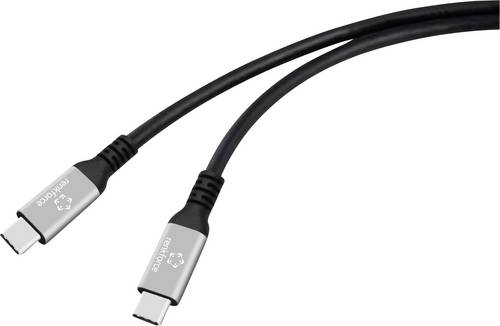 Renkforce USB-C® Kabel USB4® USB-C® Stecker 1.5 m Schwarz Aluminium-Stecker, Silikon, hochflexibel