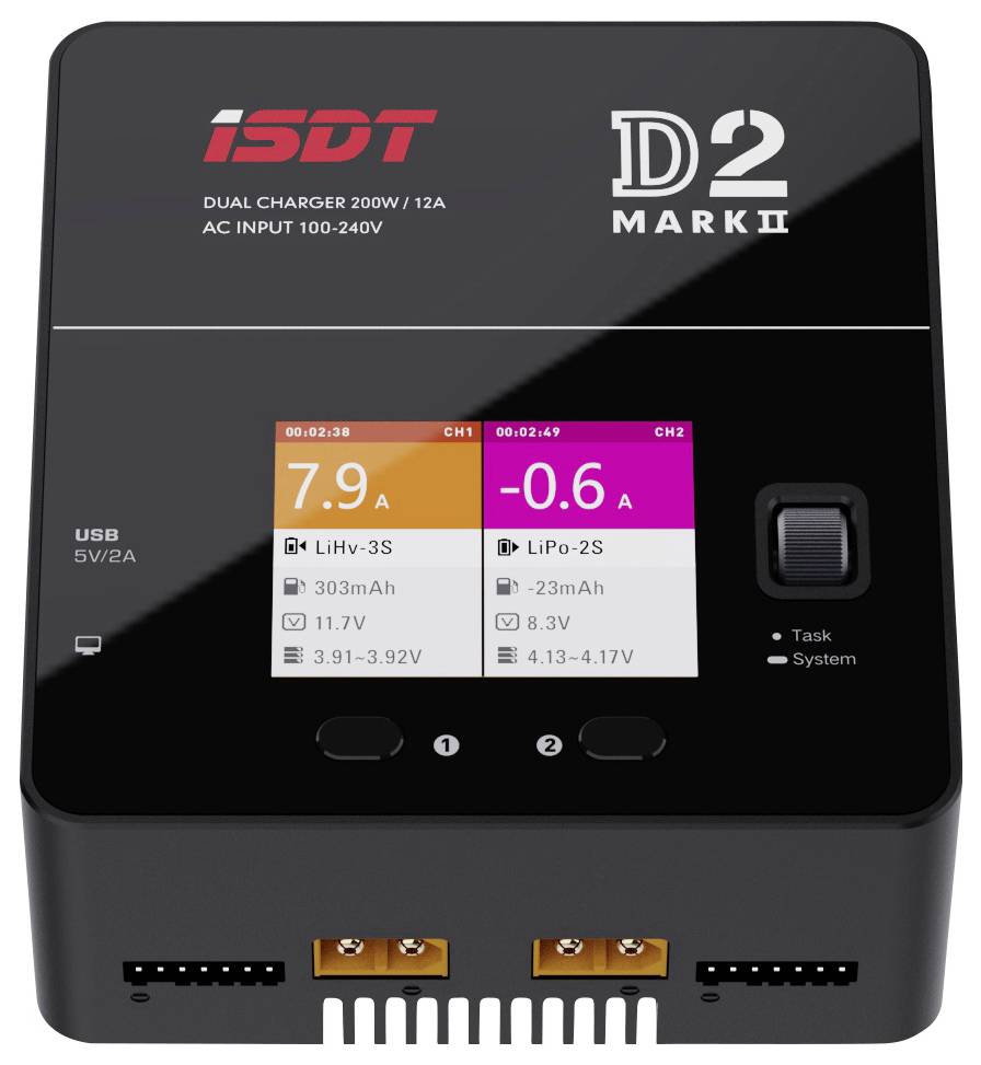 ISDT D-2 MARK2 Modellbau-Multifunktionsladegerät 12A LiPo, LiIon, LiFePO, LiHV, NiMH, NiCd, Blei