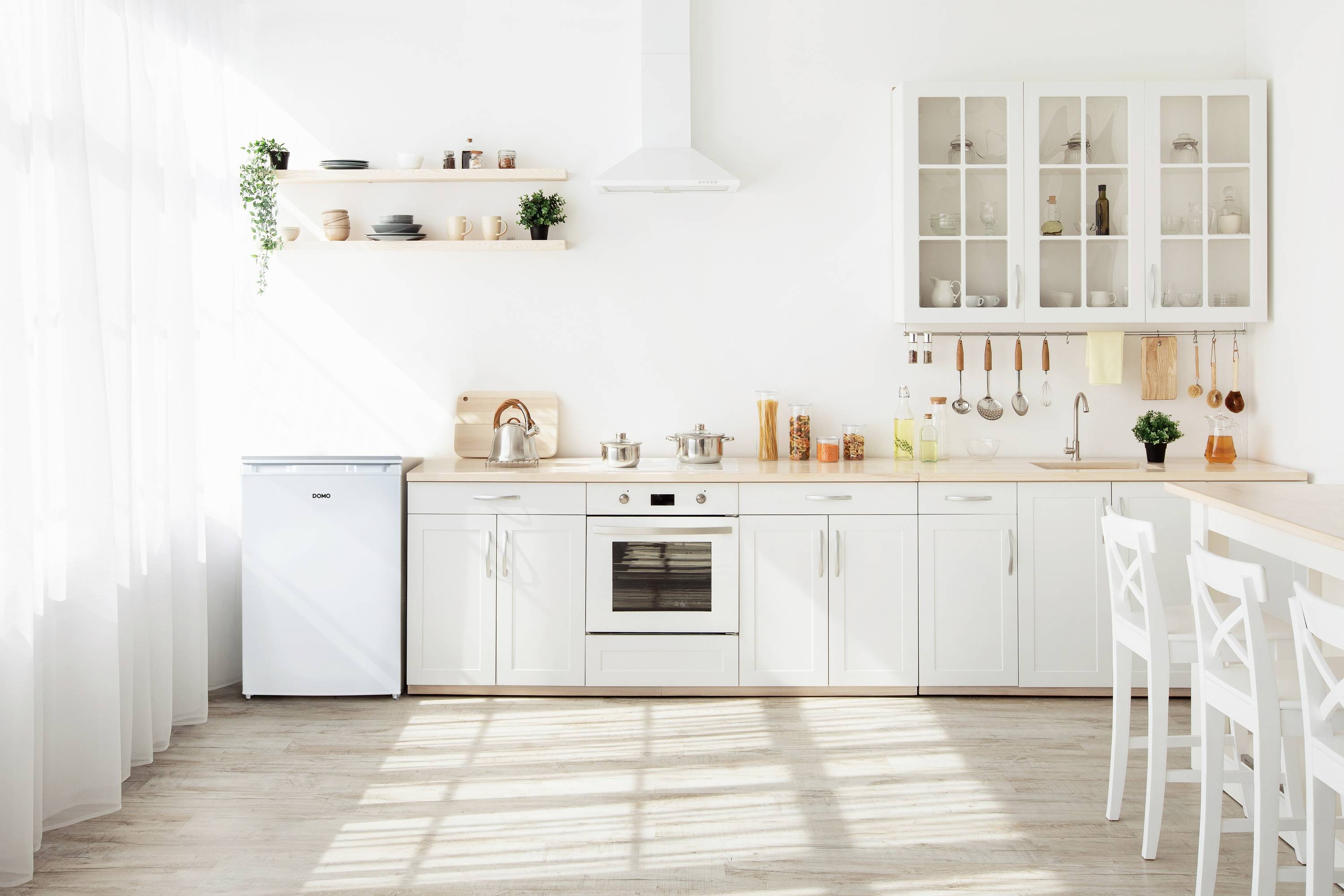 DOMO KÜHLSCHRANK MIT GEFRIERFACH 113L Kühl-Gefrier-Kombination EEK: C (A - G) 113l Weiß