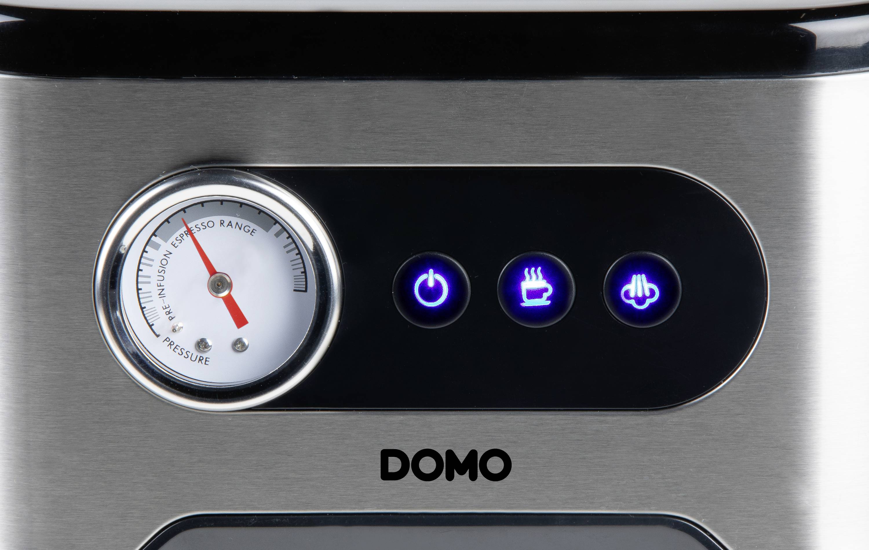 DOMO ESPRESSOMASCHINE MIT MANOMETER Espressomaschine Schwarz/Edelstahl 1350W