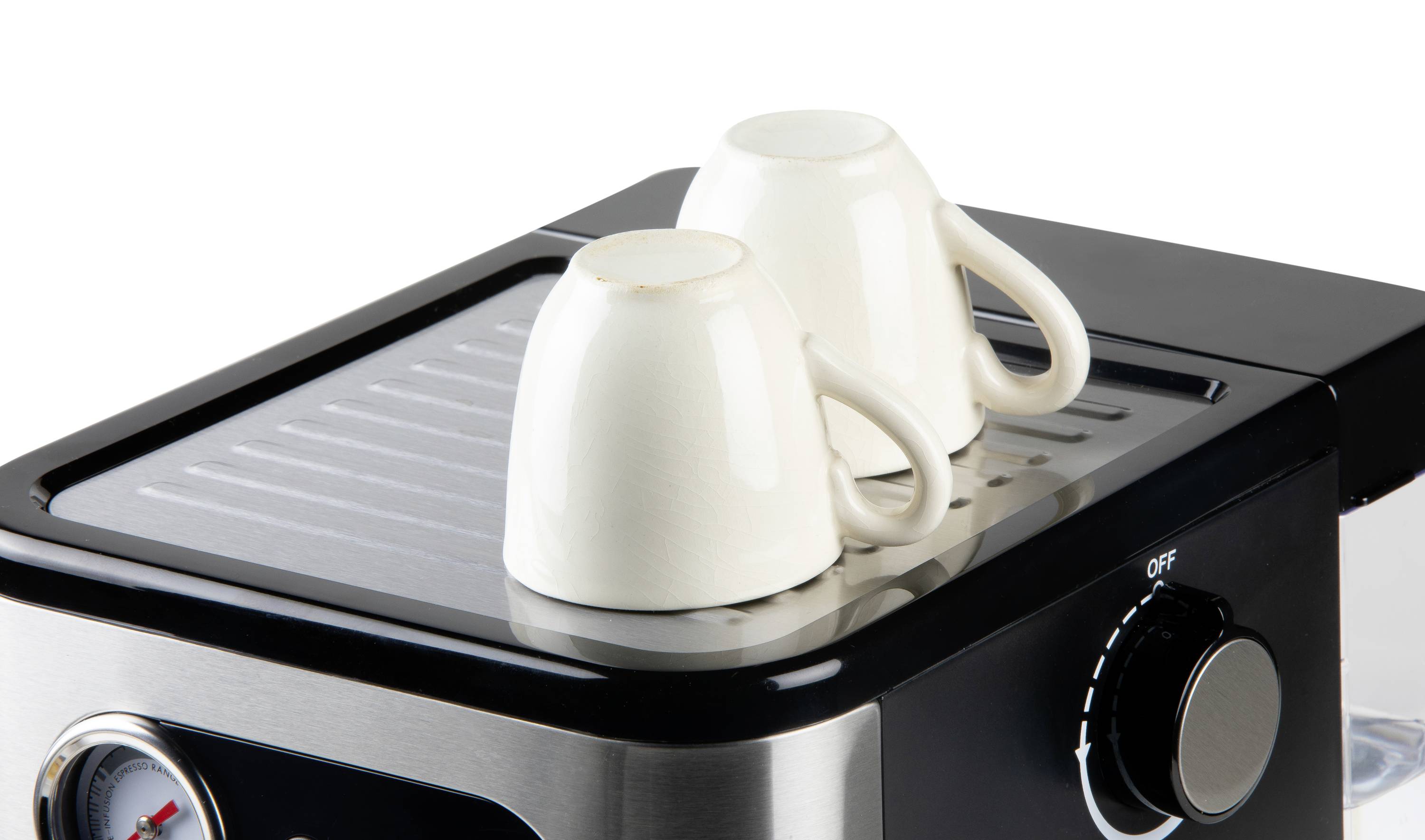 DOMO ESPRESSOMASCHINE MIT MANOMETER Espressomaschine Schwarz/Edelstahl 1350W