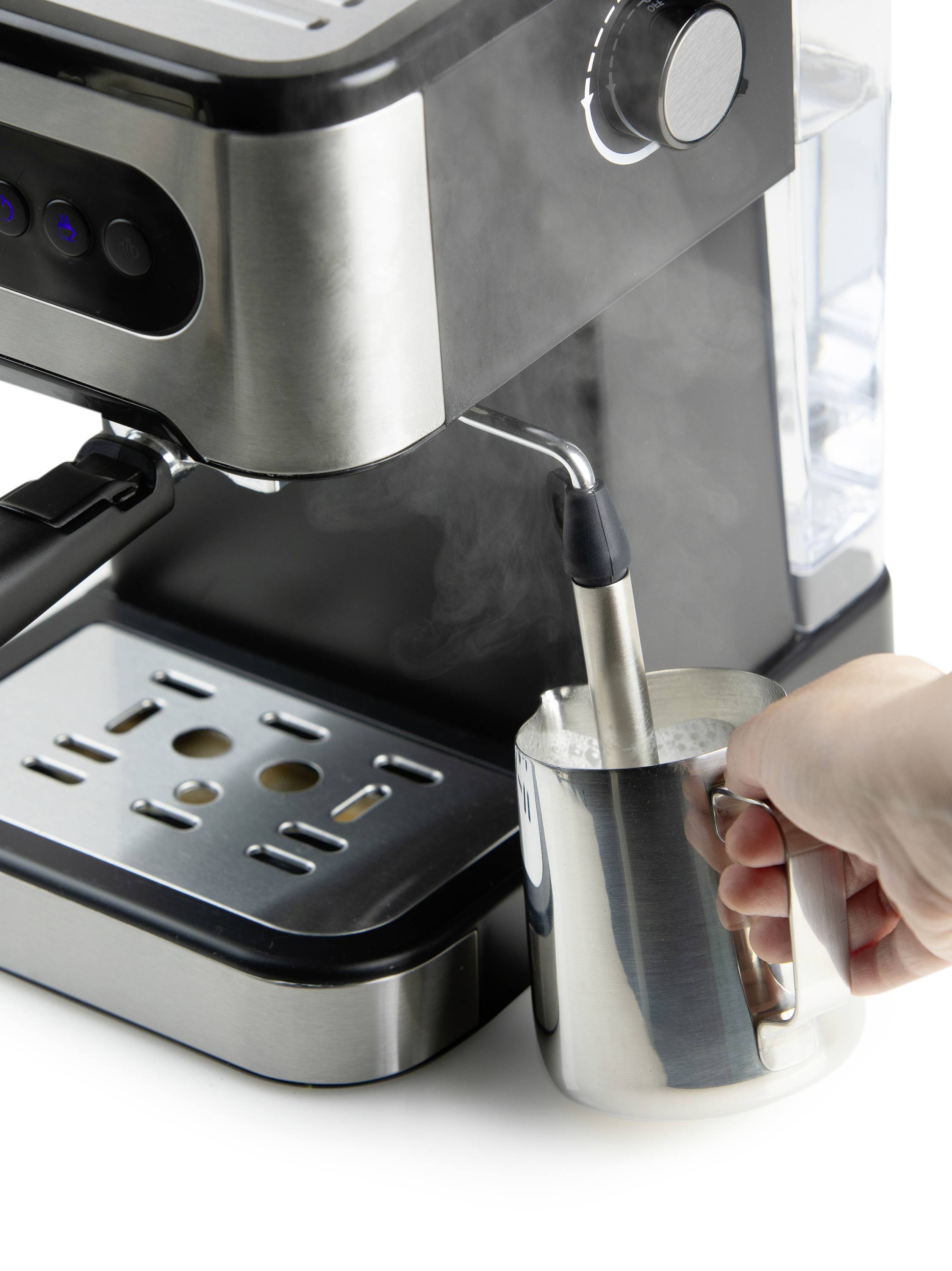 DOMO ESPRESSOMASCHINE MIT MANOMETER Espressomaschine Schwarz/Edelstahl 1350W