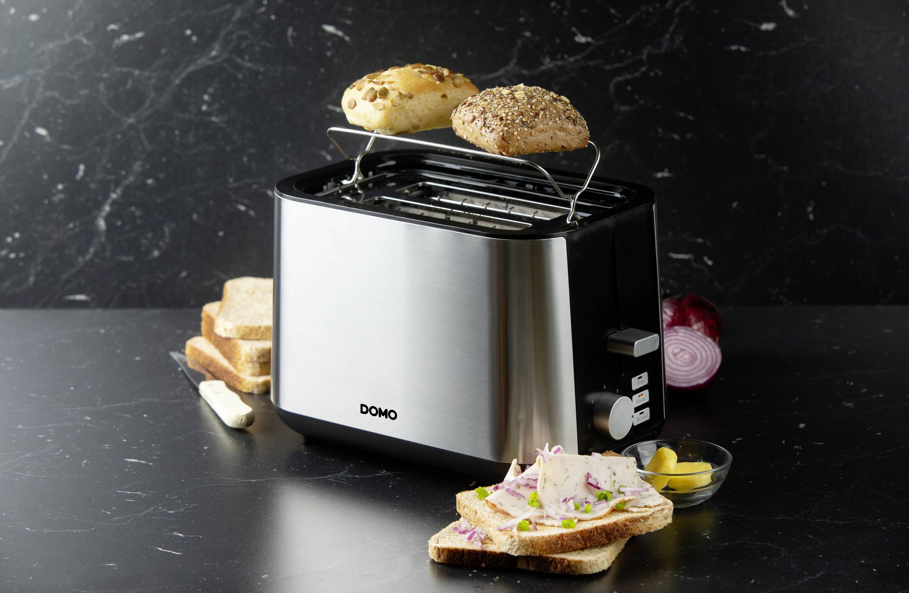 DOMO TOASTER 2 Schlitze für 2 Toasts Toaster