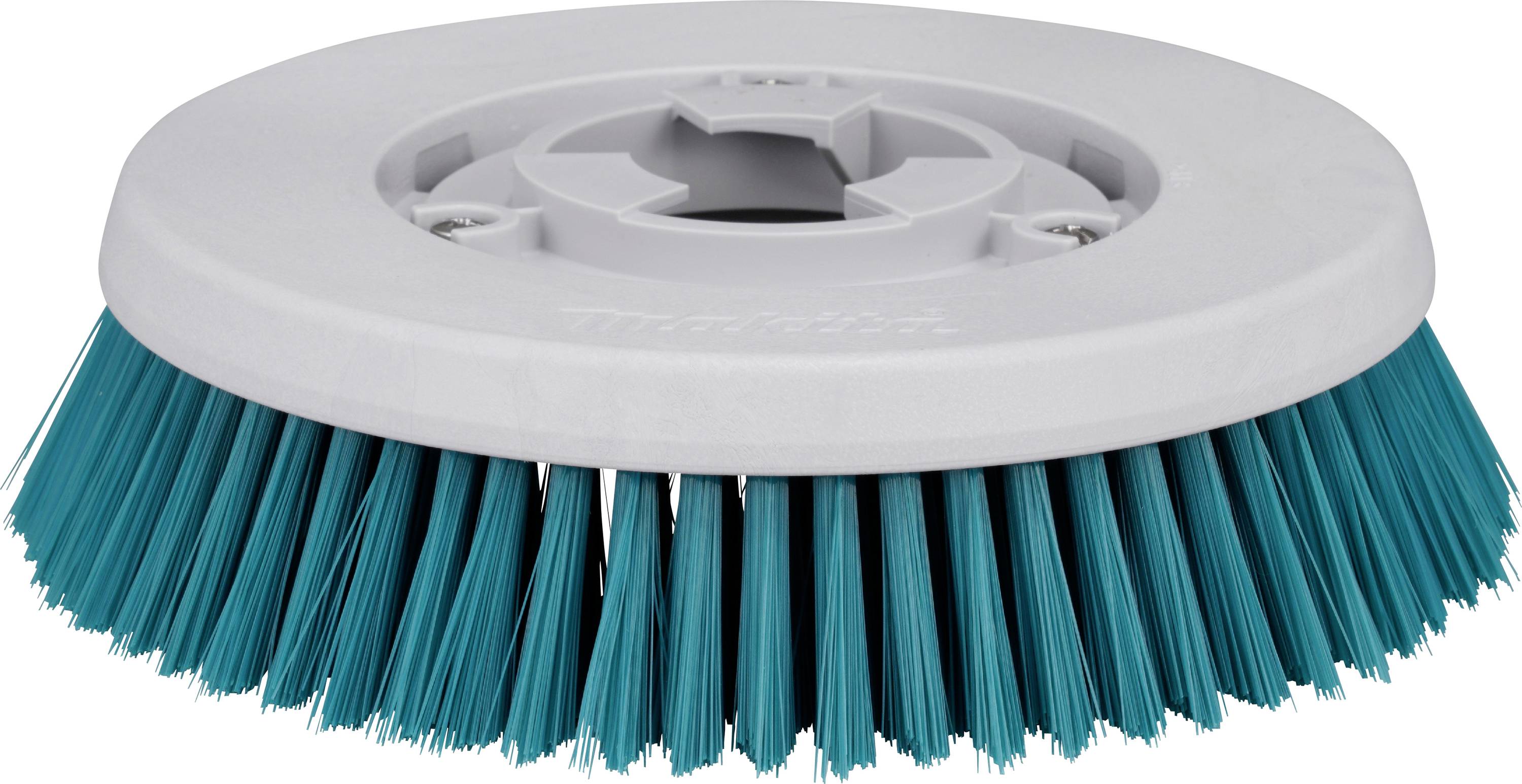 Runder Aufsatz mit grünen Borsten für Reinigungsgeräte, geeignet zur intensiven Bodenreinigung.