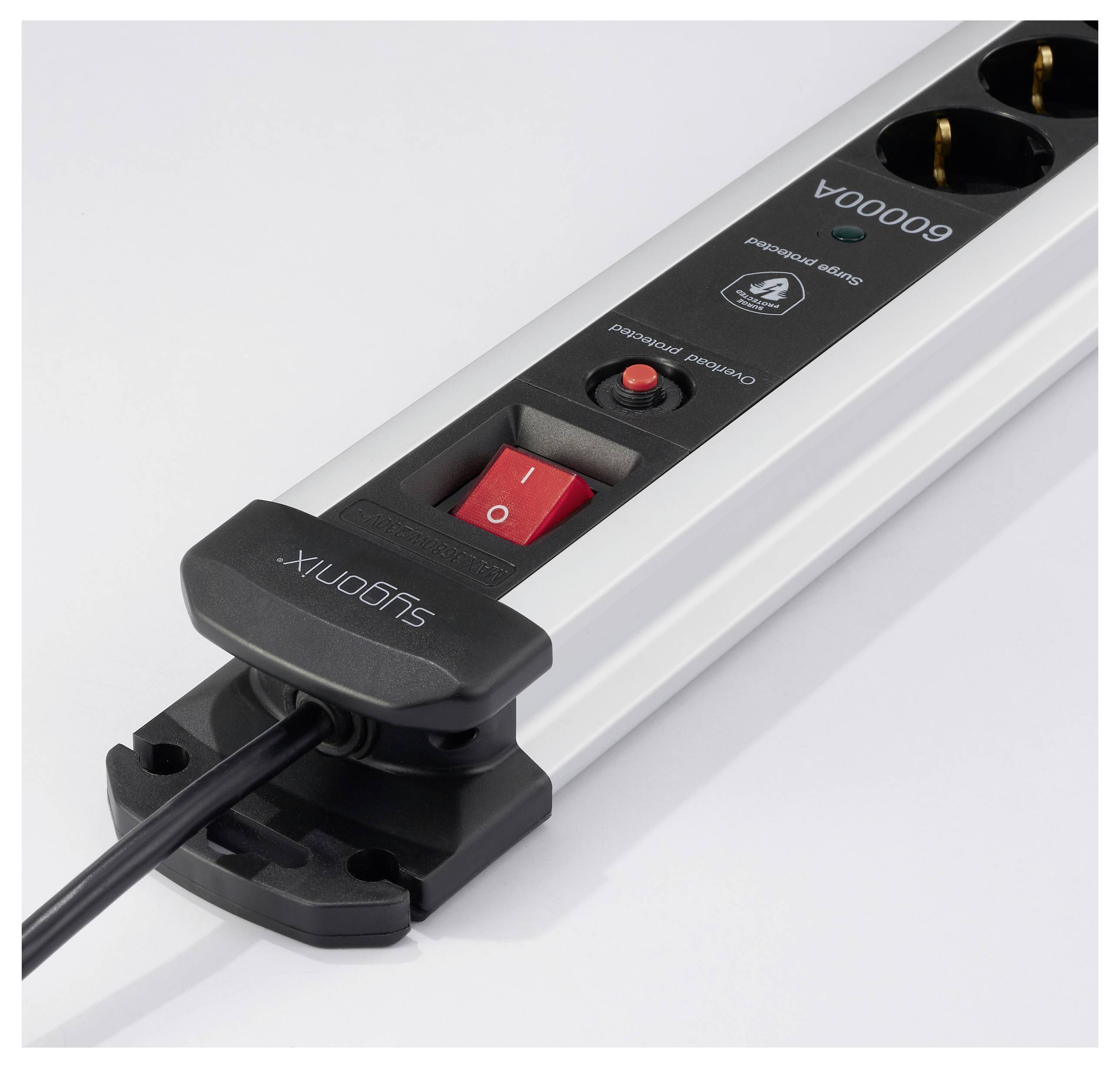 Sygonix SY-6805674 Überspannungsschutz-Steckdosenleiste 6fach Schwarz, Silver Schutzkontakt 1St.