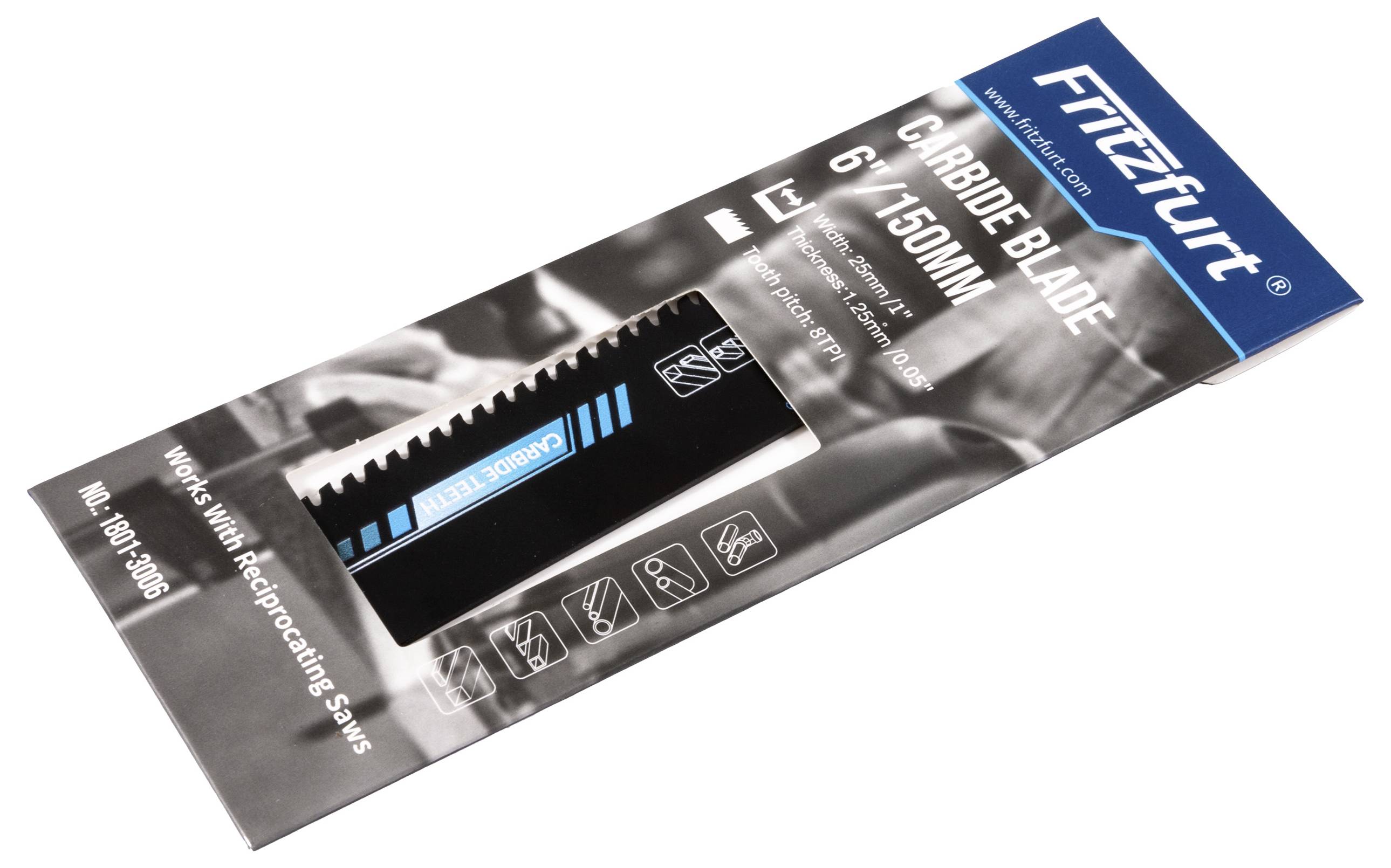 Sägeblatt aus Hartmetall von 'Fritzfurt' für Säbelsägen, 6 Zoll (150 mm).