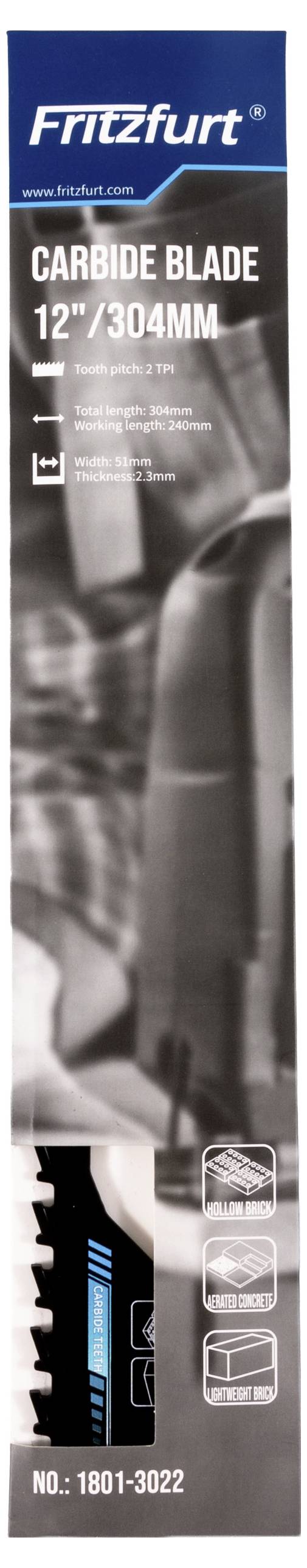FRITZFURT 1801-3022 Säbelsägeblatt aus Hartmetall für Ziegel+Beton 304mm Sägeblatt-Länge 304mm 1St.