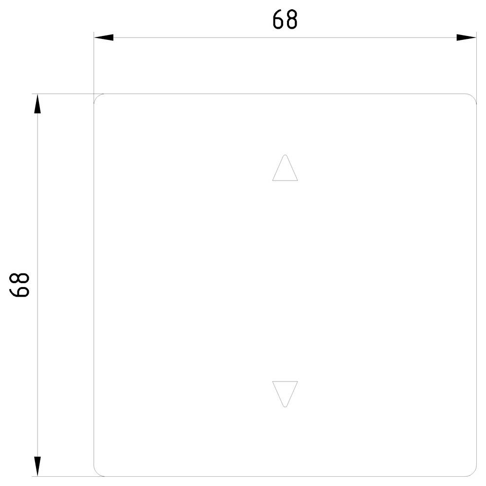 Quadratisches Schema mit den Maßen 68 x 68. Enthält oben und unten in der Mitte kleine Dreiecke.