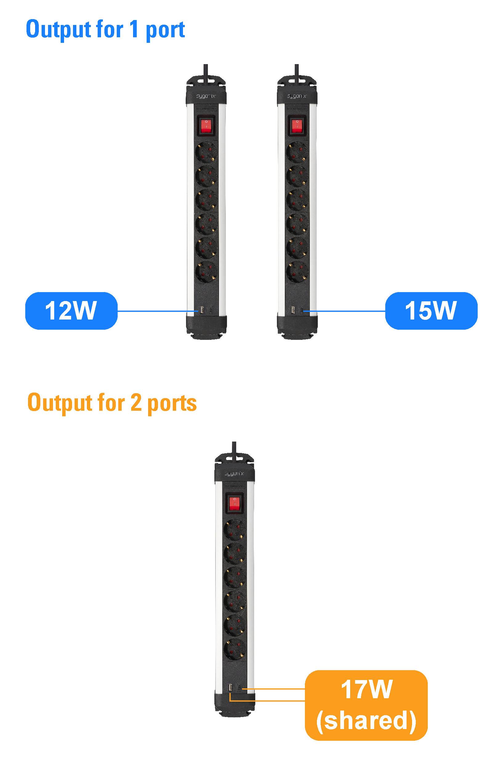 Sygonix SY-6807130 Steckdosenleiste mit Schalter 6fach Schwarz, Silber Schutzkontakt 1St.