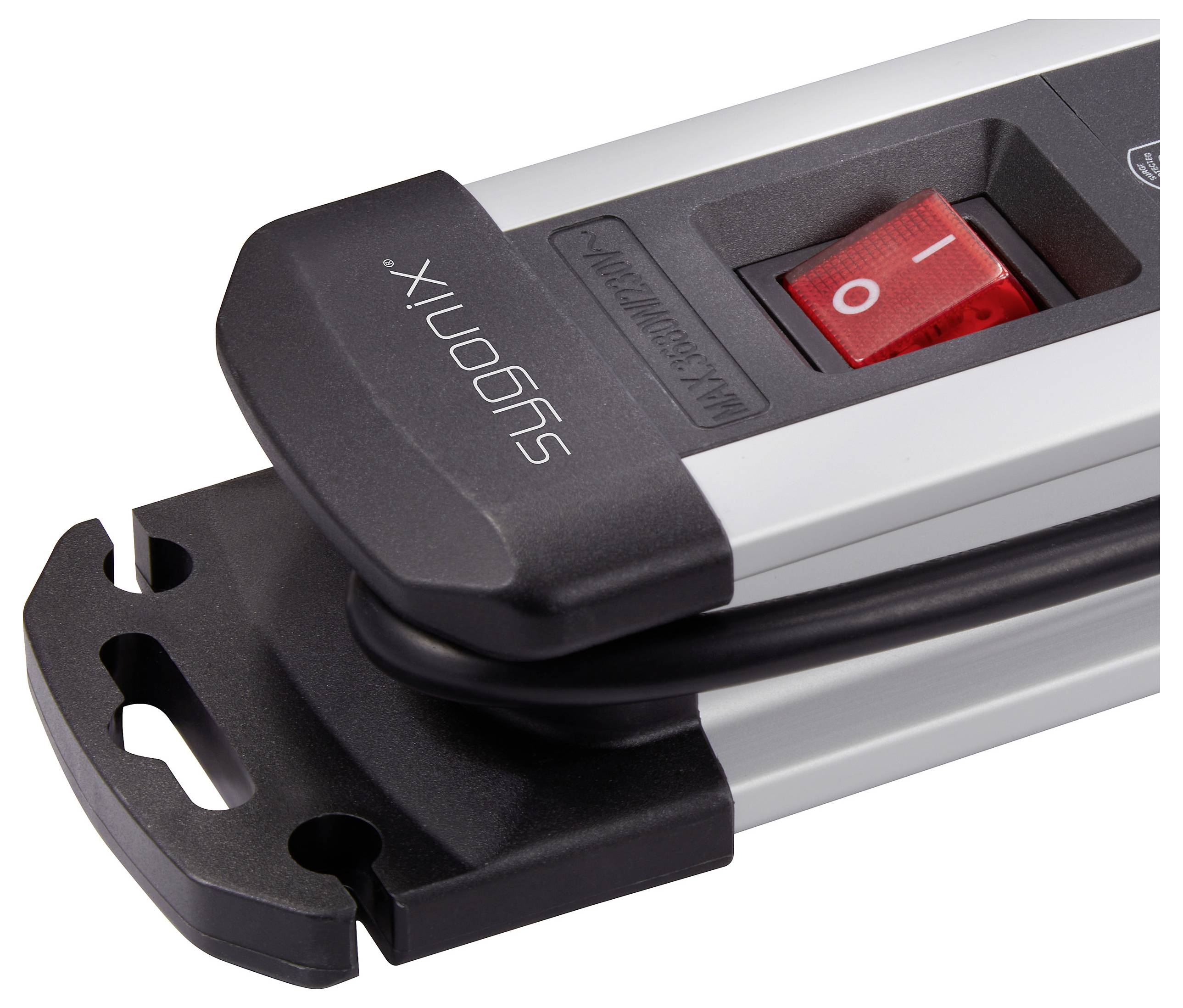 Sygonix SY-6807130 Steckdosenleiste mit Schalter 6fach Schwarz, Silber Schutzkontakt 1St.